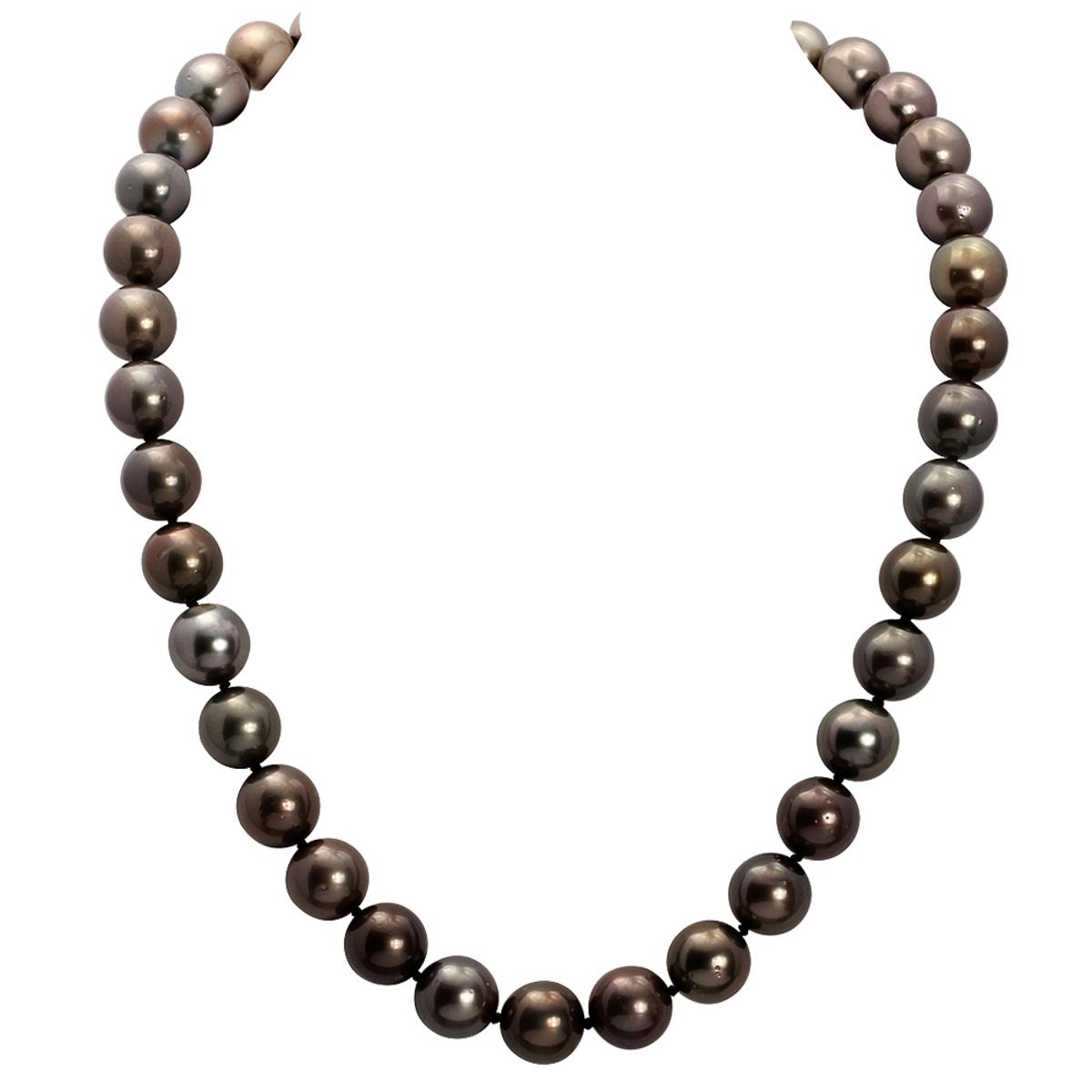 10 - 12mm Natural Black Pearl Necklace