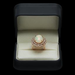 14K Rose Gold 7.60ct Opal and 2.09ct Diamond Ring