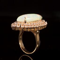 14K Rose Gold 5.51ct Opal and 2.79ct Diamond Ring