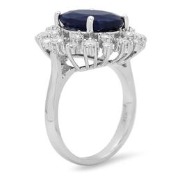 14K White Gold 5.97ct Sapphire and 1.02ct Diamond Ring