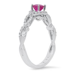 14K White Gold Setting with 0.35ct Ruby and 0.28ct Diamond Ladies Ring