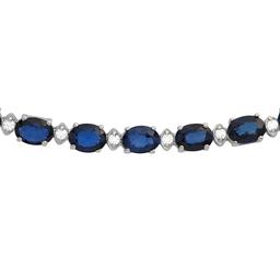 14k White Gold 34.67ct Sapphire 1.48ct Diamond Necklace