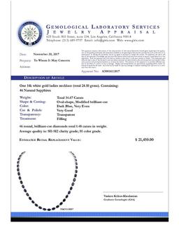 14k White Gold 34.67ct Sapphire 1.48ct Diamond Necklace