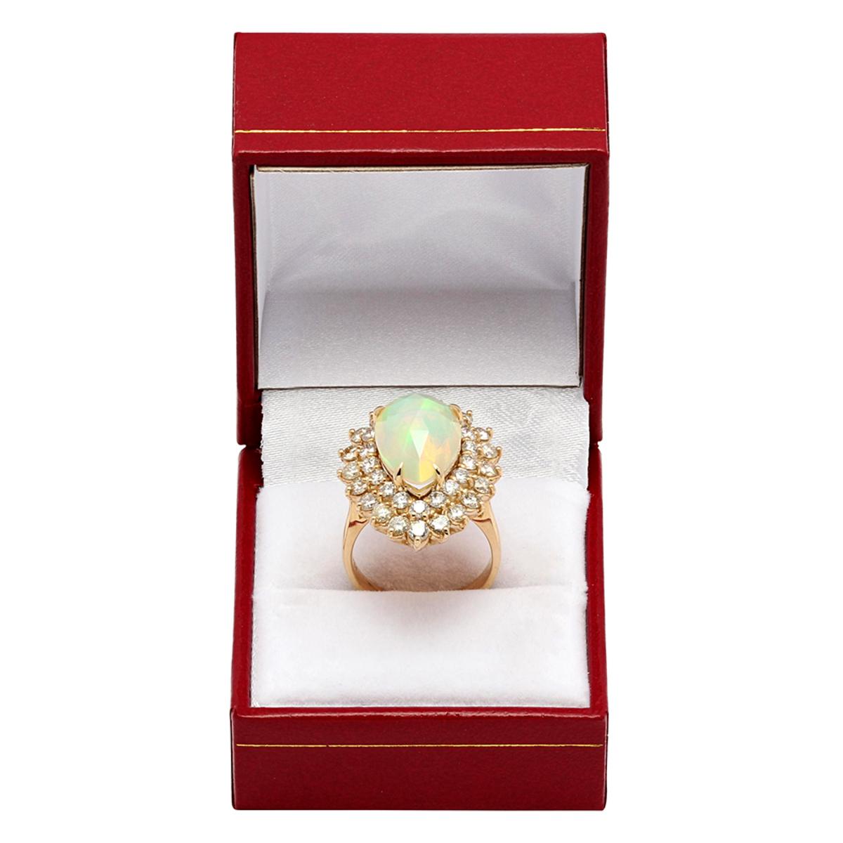 14k Yellow Gold 4.48ct Opal 2.59ct Diamond Ring