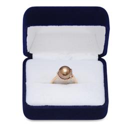 18K Rose Gold Setting with one 10.3mm Pearl and 0.12ct Diamond Ladies Ring