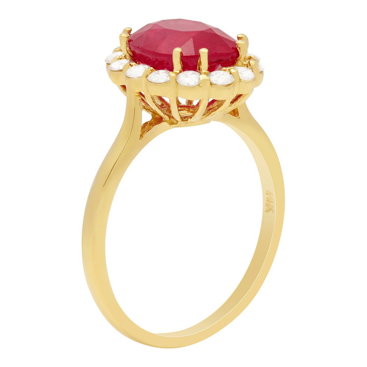 14k Yellow Gold 3.71ct Ruby 0.53ct Diamond Ring