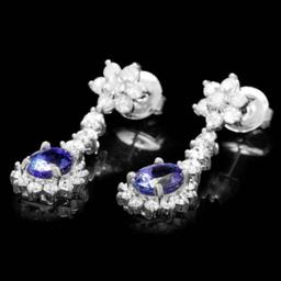 14k Gold 3.21ct Tanzanite 2.17ct Diamond Earrings