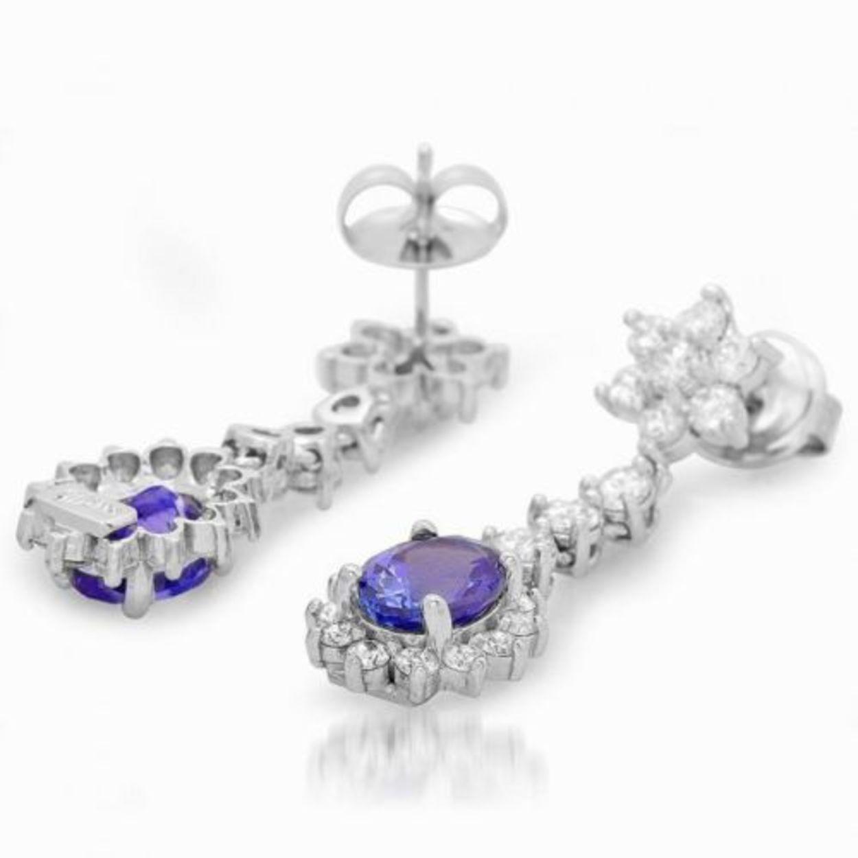 14k Gold 3.21ct Tanzanite 2.17ct Diamond Earrings