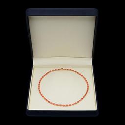 14K Gold 18.49ct Coral 1.17ct Diamond Necklace