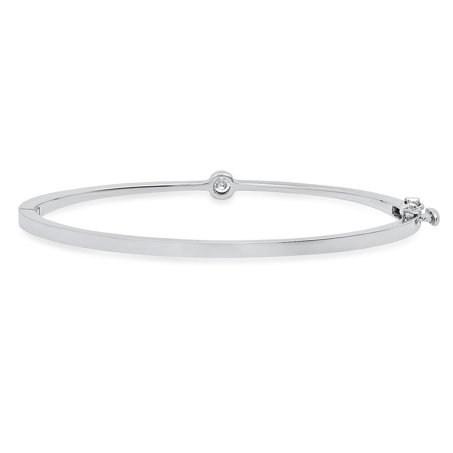 14K White Gold Setting with 0.25ct Diamond Bangle Bracelet