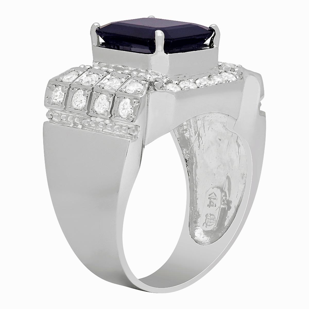 14k White Gold 5.39ct Sapphire 1.04ct Diamond Ring