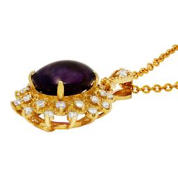 14k Yellow Gold 5.16ct Amethyst 0.73ct Diamond Pendant