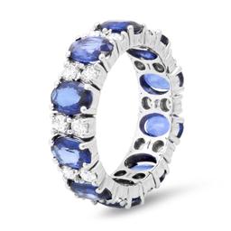 14K White Gold Setting with 5.37ct Sapphire and 1.21ct Diamond Band