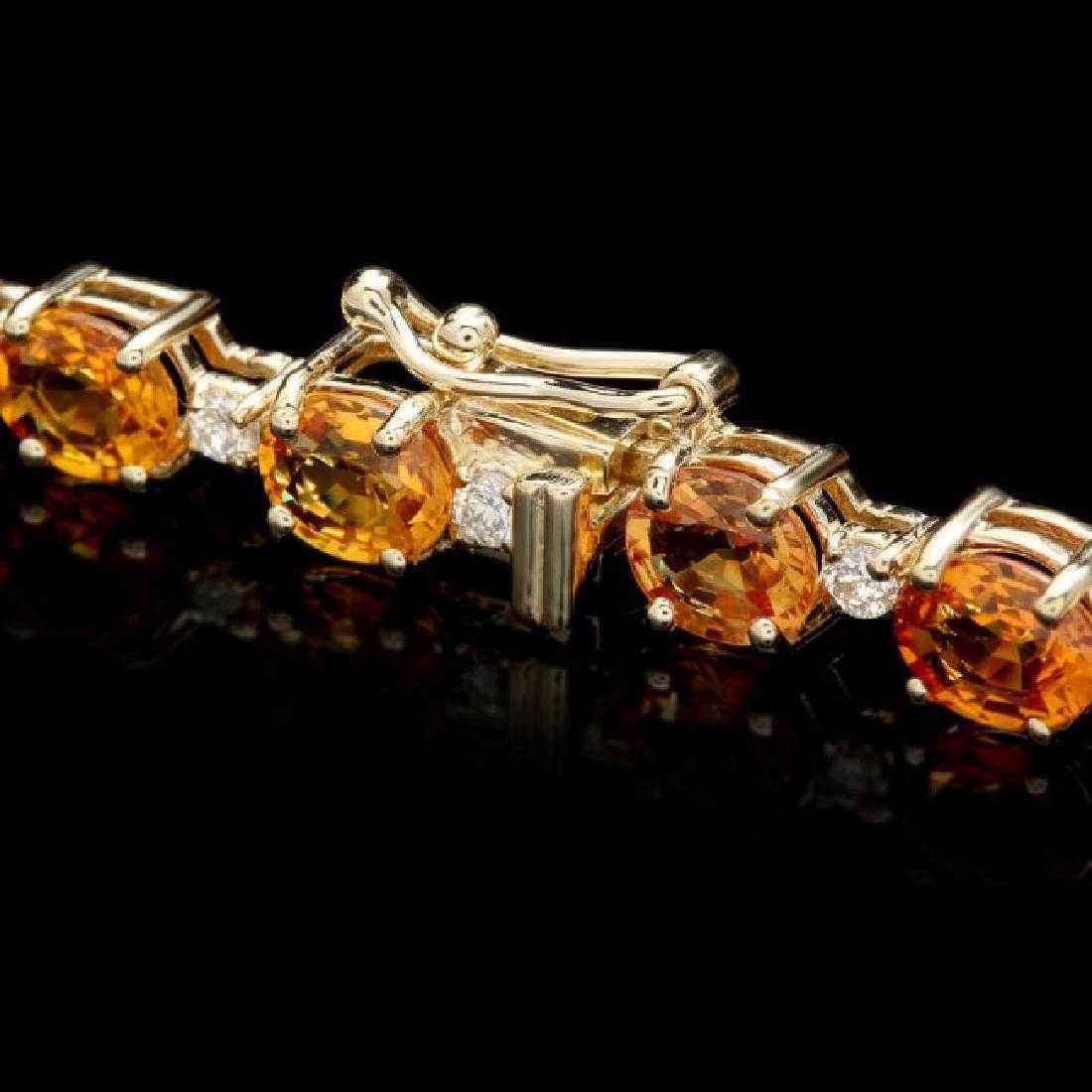 14K Yellow Gold 15.40ct Orange Sapphire and 0.85ct Diamond Bracelet