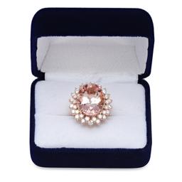 14K Rose Gold with 16.00ct Morganite and 2.21ct Diamond Ladies Ring