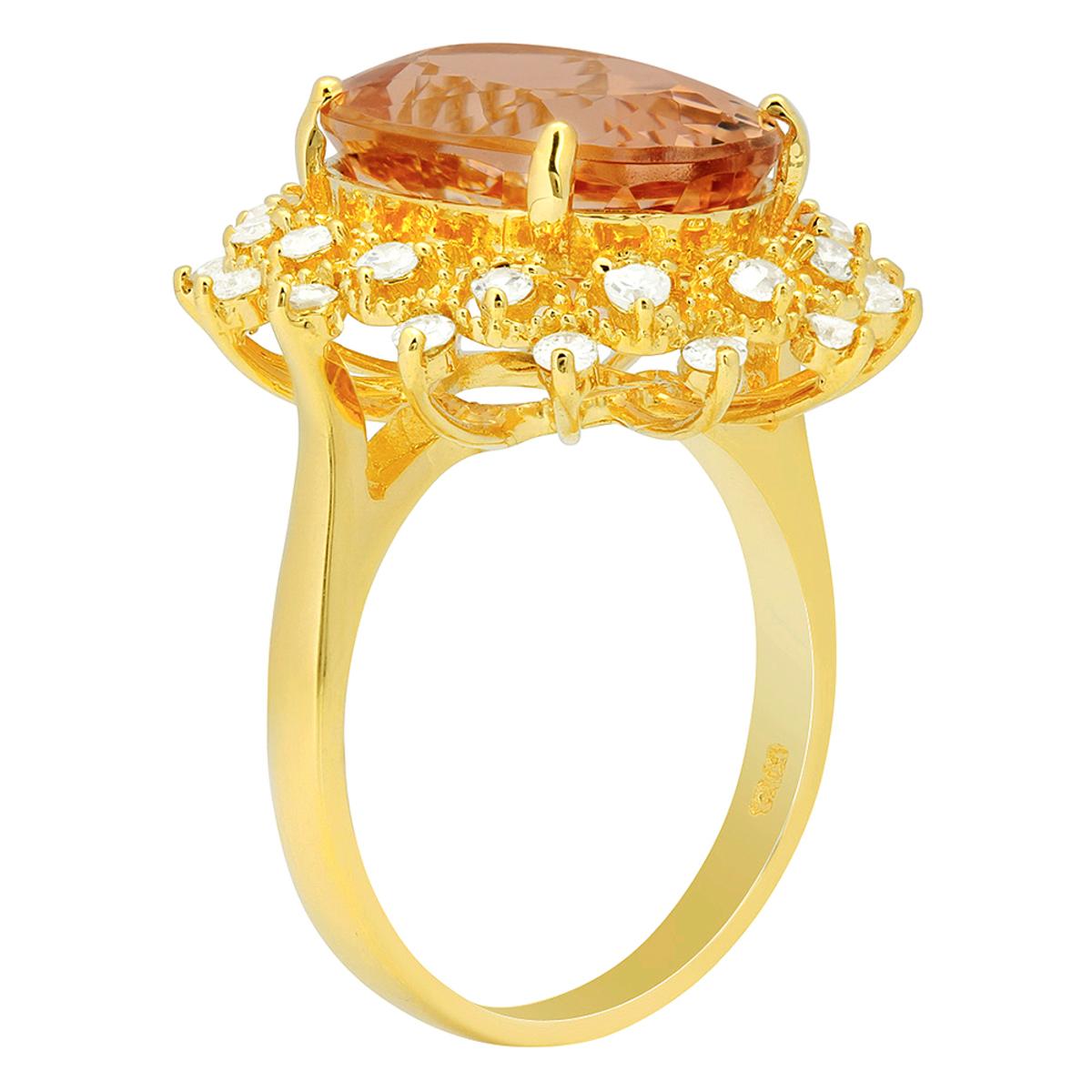 14k Yellow Gold 7.69ct Morganite 0.66ct Diamond Ring