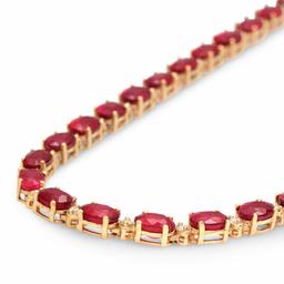 14K Gold 35.20ct Ruby 1.33cts Diamond Necklace