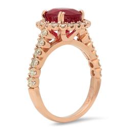 14K Rose Gold 4.59ct Ruby and 1.00ct Diamond Ring
