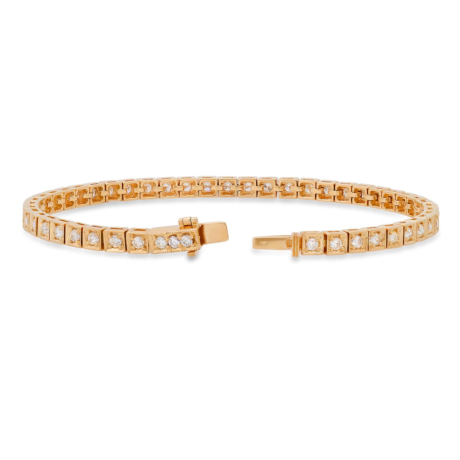 18K Yellow Gold Setting with 2.0ct Diamond Tennis Bracelet