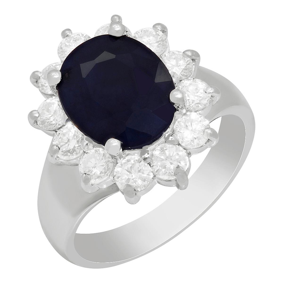 14k White Gold 2.96ct Sapphire 0.91ct Diamond Ring