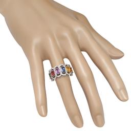 14K White Gold with 3.95ct Multi-Color Sapphire and 1.05ct Diamond Ring