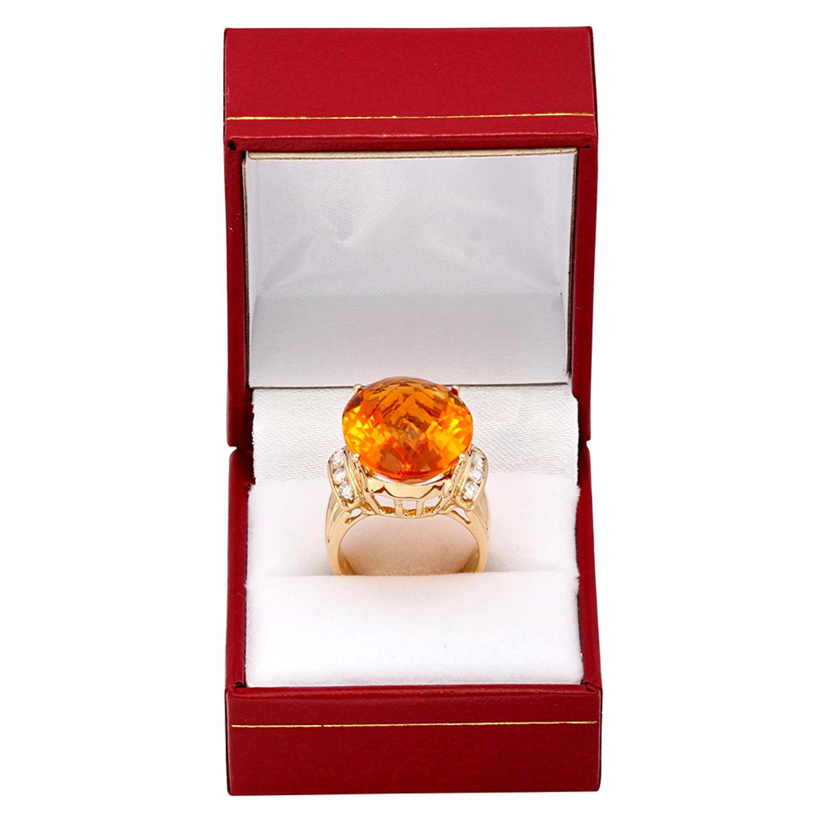 14k Yellow Gold 19.61ct Citrine 0.69ct Diamond Ring