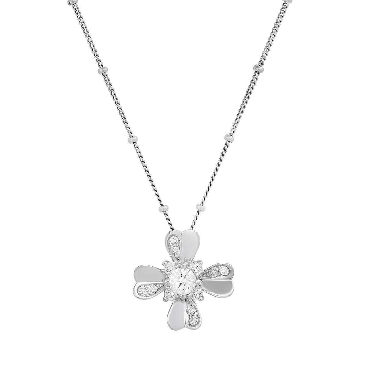 18K White Gold Setting with 0.47ct Diamond Pendant