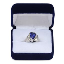 14K White Gold Setting with 3.94ct Tanzanite and 0.23ct Diamond Ladies Ring