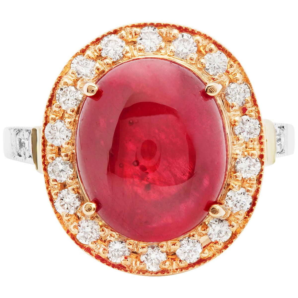 14k White & Rose Gold 8.62ct Ruby 0.62ct Diamond Ring