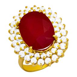 14k Yellow Gold 10.10ct Ruby 2.11ct Diamond Ring