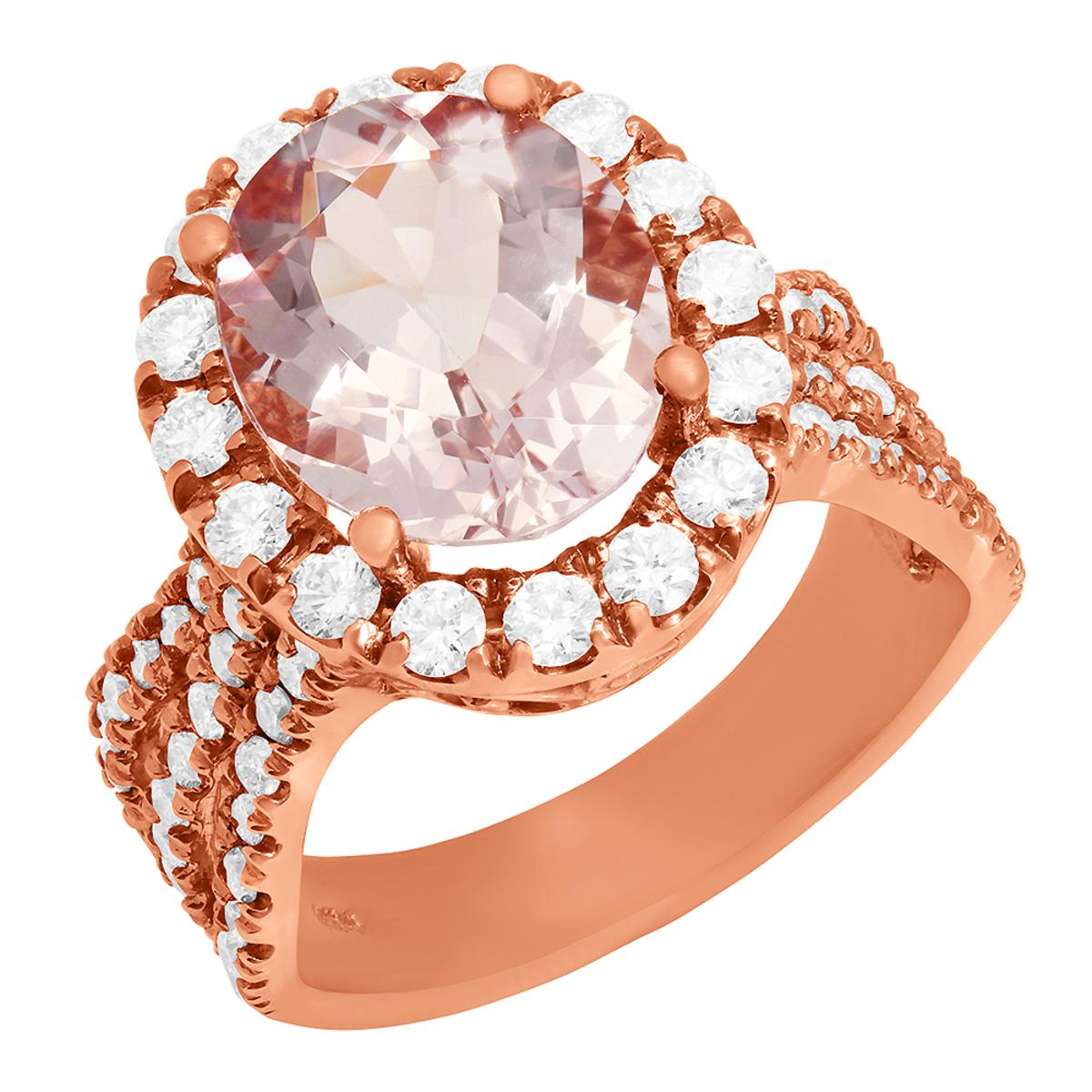 14k Rose Gold 3.87ct Morganite 1.41ct Diamond Ring