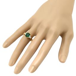 14K Yellow Gold 1.48ct Emerald and 0.25ct Diamond Ring