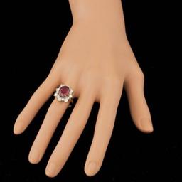 14K Yellow Gold 5.37ct Ruby and 1.36ct Diamond Ring