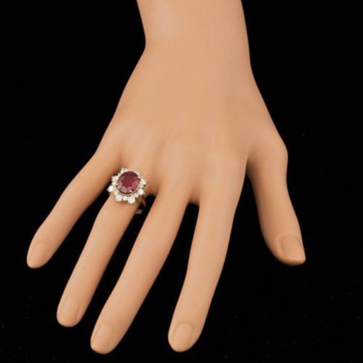 14K Yellow Gold 5.37ct Ruby and 1.36ct Diamond Ring