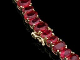 14K Yelloow Gold 102.37ct Ruby and 1.61ct Diamond Necklace