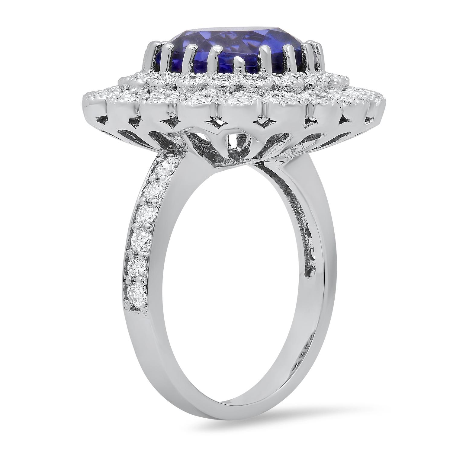 14K White Gold Setting with 5.45ct Tanzanite and 1.43ct Diamond Ladies Ring