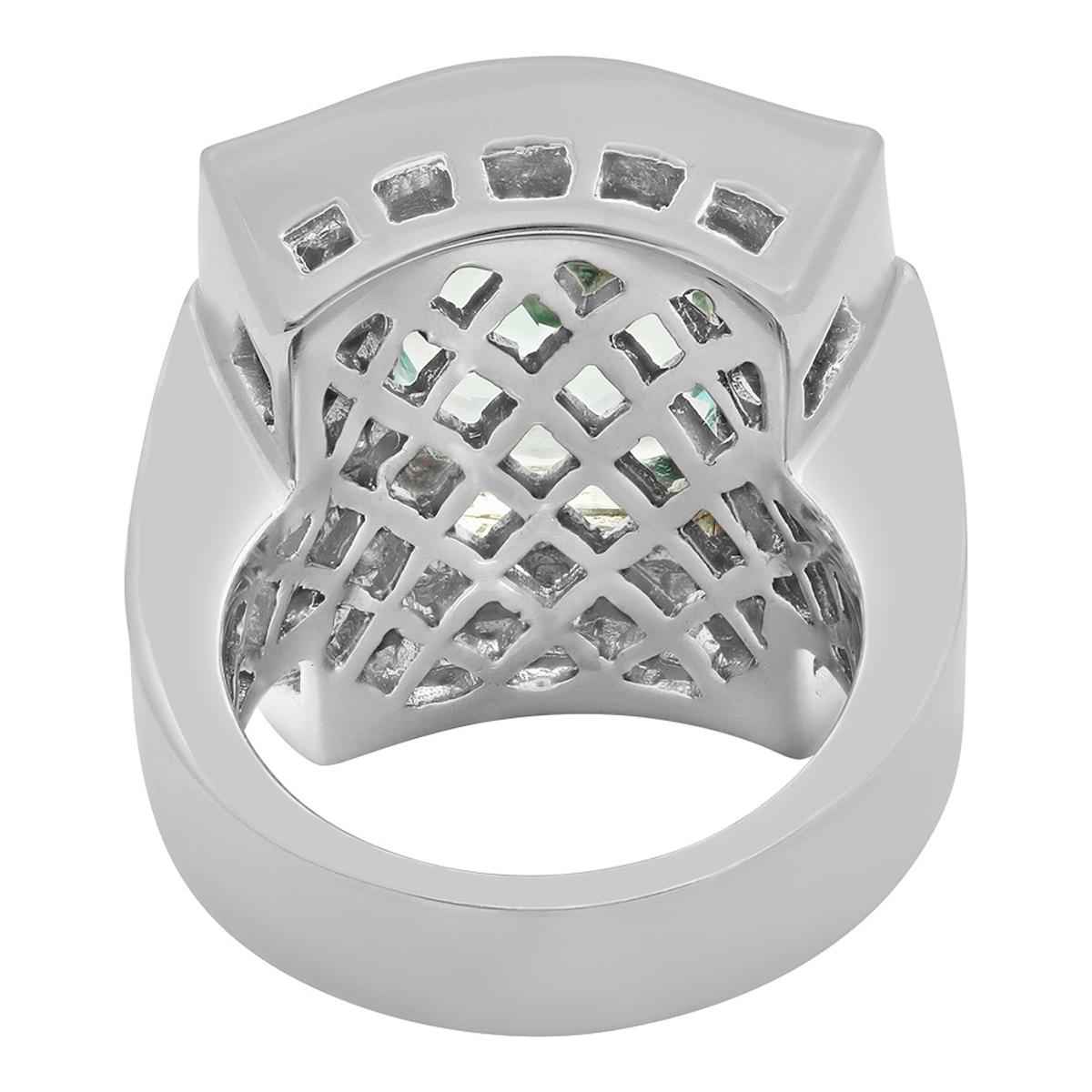 14k White Gold 7.82ct Aquamarine 7.09ct Diamond Ring