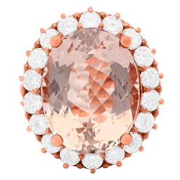 14k Rose Gold 13.09ct Kunzite 2.23ct Diamond Ring