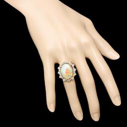 14K Yellow Gold 5.92ct Opal and 2.37ct Diamond Ring