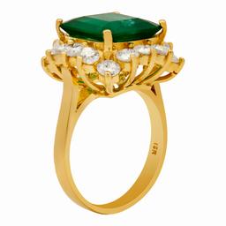 14k Yellow Gold 5.09ct Emerald 2.21ct Diamond Ring