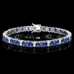 14K Gold 18.24ct Sapphire 1.87ct Diamond Bracelet