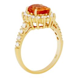 14k Yellow Gold 2.58ct Orange Sapphire 0.78ct Diamond Ring