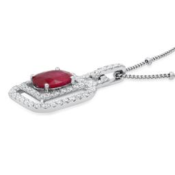 18K White Gold Setting with 1.23ct Ruby and 0.55ct Diamond Ladies Pendant