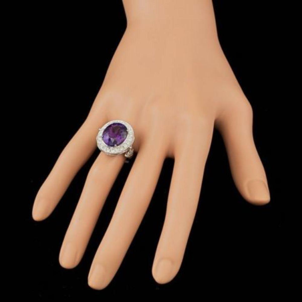 14K White Gold 7.19ct Amethyst and 1.86ct Diamond Ring