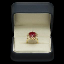 14K Yellow Gold 9.32ct Ruby and 1.01ct Diamond Ring