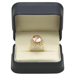 14K Yellow Gold 9.58ct Morganite and 0.74ct Diamond Ring