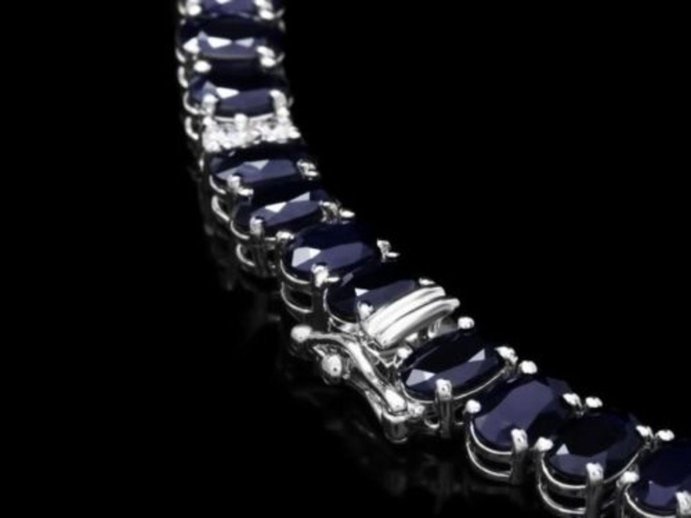 14K White Gold 54.25ct Sapphire and 0.90ct Diamond Necklace