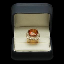 14K Yellow Gold 27.60ct Citrine and 2.89ct Diamond Ring