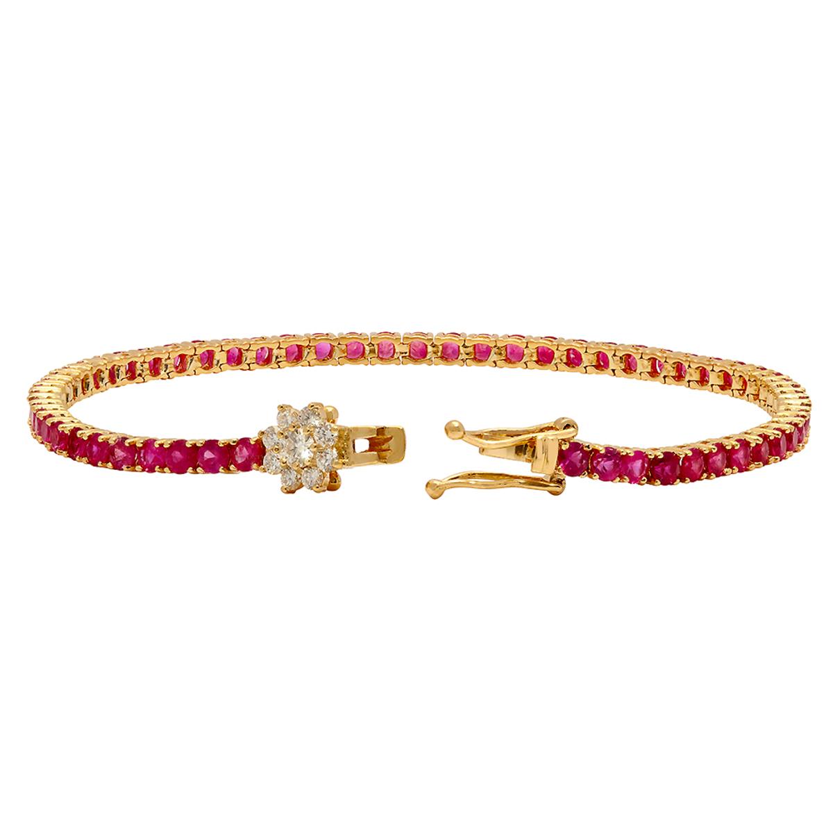 14k Yellow Gold 7.40ct Ruby 0.41ct Diamond Bracelet