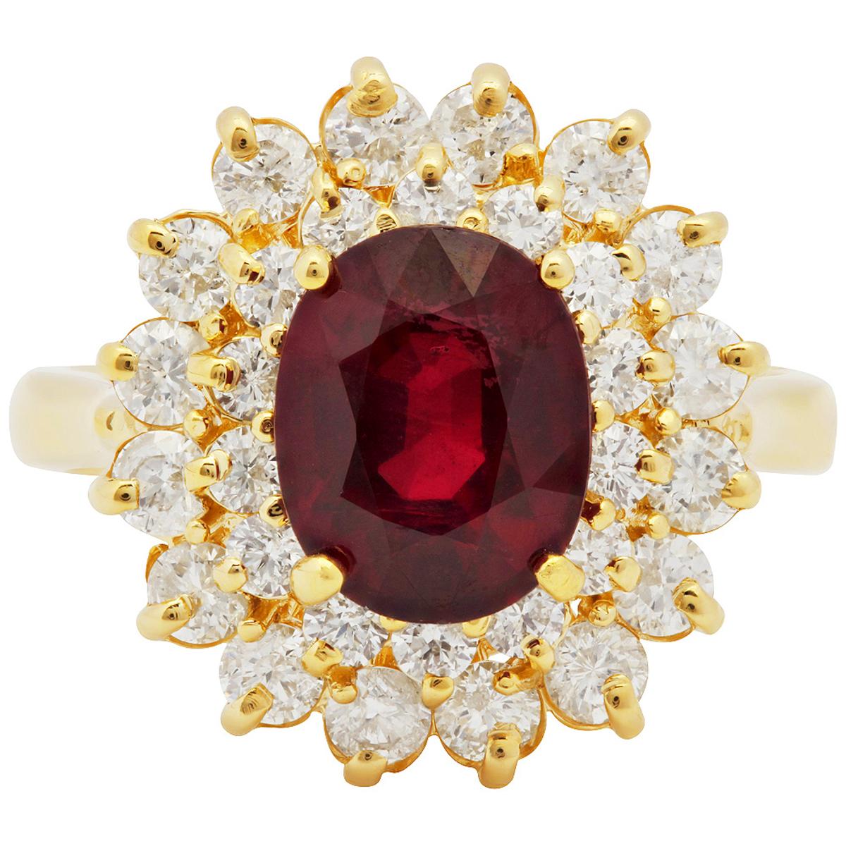 14k Yellow Gold 3.12ct Ruby 1.31ct Diamond Ring